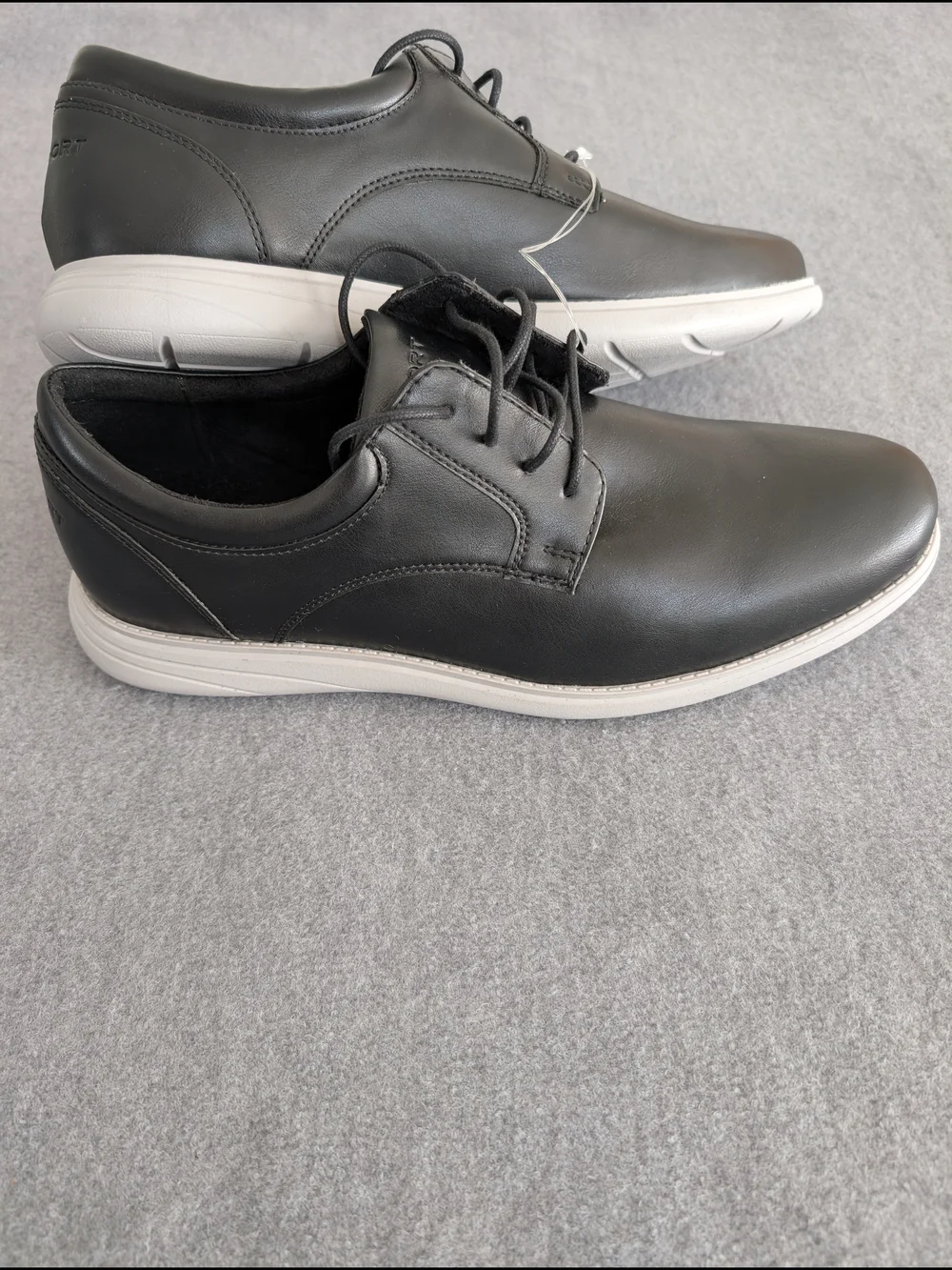 NWOB Rockport Men’s Delano Plain Toe Oxford Black Light Gray Size 11M